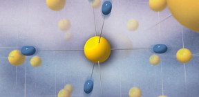 This is a structure with symmetric hydrogen bonds induced by the quantum behavior of the protons, represented by the fluctuating blue spheroids.
CREDIT: UPV/EHU