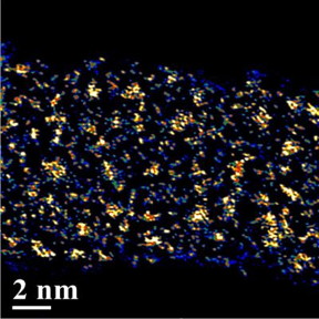 Ion soft landing distributes negative POM ions (bright spots) evenly onto a supercapacitor, leaving unwanted positive ions behind.
CREDIT: Venkateshkumar Prabhakaran/PNNL