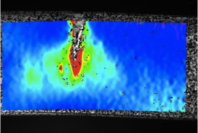 Digital Image Correlation shows fracture of a synthethic protein sample.

Image: Reginald Hamilton / Penn State