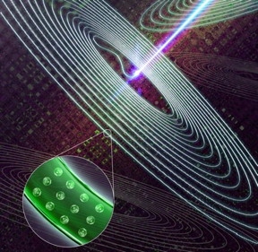 Graphic representation of nanoparticles embedded in glass.
CREDIT: University of Adelaide