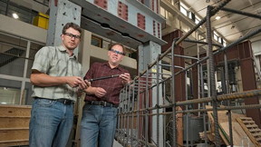 University of Delaware engineers Thomas Schumacher (left) and Erik Thostenson are leading research on a new technique to monitor the health of structures including roads and bridges.
CREDIT: Evan Krape/University of Delaware