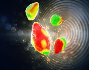 This is an artistic rendition of lithium-ion battery particles under the illumination of a finely focused X-ray beam.
CREDIT: Stanford University, Chueh Group