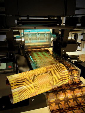 This schematic image shows the flexible silicon NAND flash memory produced by the simultaneous roll-transfer and interconnection process.
CREDIT: KAIST