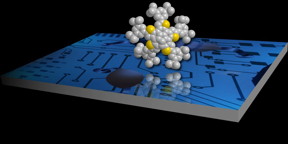 A thiophene-fused PAH molecule synthesized from sulfur. Yellow and gray colors on the molecule represent sulfur and carbon atoms respectively. Thiophene-fused PAHs have found uses as transistors.