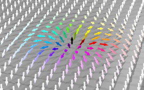 This is the magnetic structure of a skyrmion is symmetrical around its core; arrows indicate the direction of spin.
CREDIT
ill./: Benjamin Krger, JGU