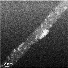 TEM (tunneling electron microscope) image of a carbon nanotube decorated with platinum clusters (bright color).
CREDIT
Aalto University