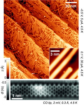 The microscopic ribbons lie criss-crossed on the gold substrate.
CREDIT
EMPA
