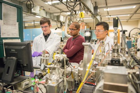 From left, Purdue University doctoral student Derek Schwanz, professor Shriram Ramanathan and postdoctoral research associate Zhen Zhang, have led work to develop a sensor that mimics a shark's "sixth sense." (Purdue University image/Marshall Farthing) A publication-quality photo is available.
CREDIT
(Purdue University image/Marshall Farthing)