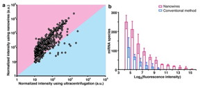 Comparison of microRNA extraction using nanowires versus conventional collection 