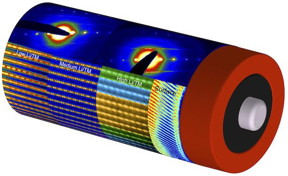 Atomic resolution scanning transmission electron microscopy images and electron diffraction patterns, arranged on a rendering of a battery, show how the structure of lithium-rich and manganese-rich transition metal oxides used inside battery cathodes changes with composition. The images also show how the surface of the cathode has a different structure than the interior.
CREDIT
Lawrence Berkeley National Laboratory