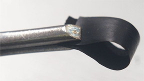 The carbon nanotube-based dough can be transformed into arbitrary shapes, such as this freestanding strip.