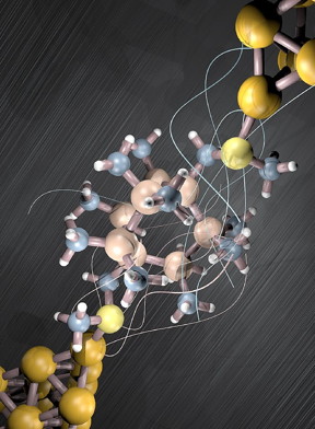 Illustration of the silicon-based single-molecule device that functions as an efficient insulator through a sigma-based quantum interference effect. Haixing Li/Columbia Engineering 