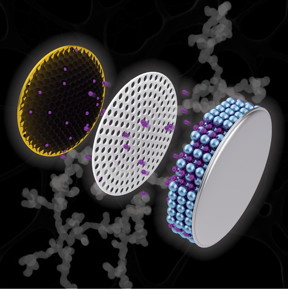 Artistic depiction of a coin cell battery with a copper electrode (left) containing a black nanochain structure, which researchers have discovered could increase the capacity of a battery and cut charging time.

CREDIT
Purdue University illustration/Henry Hamann