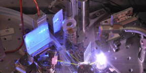 Ultrafast pulses of extreme ultraviolet light are created in a gas jet of white plasma, and are visible as blue dots on a phosphor screen as well as yellow beams from oxygen fluorescence.
CREDIT
Research to Reality