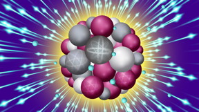 An intense X-ray pulse scatters off a sucrose cluster (red, white, and gray spheres are oxygen, carbon and hydrogen atoms, respectively) resulting in ejected electrons (blue spheres) and structural deformation.

CREDIT
Stacy Huang