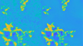 Left and right show false-colored electron microscopic images of the same region on the specimen. But the image on the right has been super resolved using Dr. Yu Ding's new image processing method.

CREDIT
Texas A&M University College of Engineering