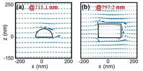 An energy flux propagates along a surface and bypasses the nanoparticle at SLR. The hemisphere shape introduces weaker perturbations than the rod shape, resulting in much lower loss and a much higher quality factor.

CREDIT
SIAT