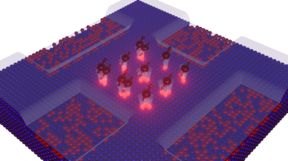 Researchers created a grid of quantum dots (center) ranging from one to three phosphorus atoms deposited onto a plane embedded in silicon and studied the properties of electrons injected into the grid.

CREDIT
Wang et al./NIST