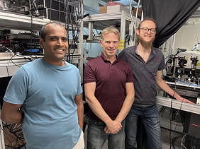 From left to right, Roshan Krishna Kumar, Frank Koppens and Krystian Nowakowski in their lab at ICFO.

Credit
Image Credit: ICFO