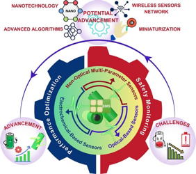 Sensors for smart Lithium-based batteries (LiBs) are classified based on their application into safety monitoring (i.e., temperature, pressure, and strain) to detect hazardous conditions and performance optimization (i.e., optical and electrochemical sensors) for monitoring factors such as state of charge and state of health.
The potential for innovation in LiB sensor technology is driven by advancements in nanotechnology, miniaturization, machine learning algorithms, and wireless sensor networks, all of which contribute to enhanced sensor performance.
Key challenges faced in developing LiB sensors include miniaturization, power consumption, cost efficiency and scalability, and compatibility with existing battery management systems.
Credit
amile Mohammadi Moradian, Amjad Ali, Xuehua Yan, Gang Pei, Shu Zhang, Ahmad Naveed, Khurram Shehzad, Zohreh Shahnavaz, Farooq Ahmad, Balal Yousaf.