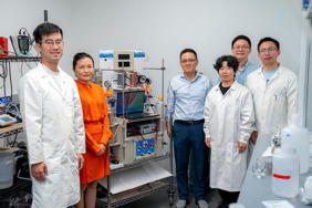 Qilin Li (second from left) and Jun Lou (third from left) are co-corresponding authors on a study published in Nature Communications.

Credit
Photo by Jorge Vidal/Rice University